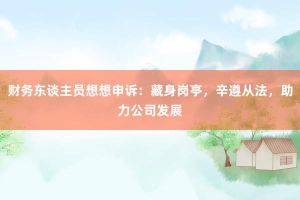 财务东谈主员想想申诉：藏身岗亭，辛遵从法，助力公司发展