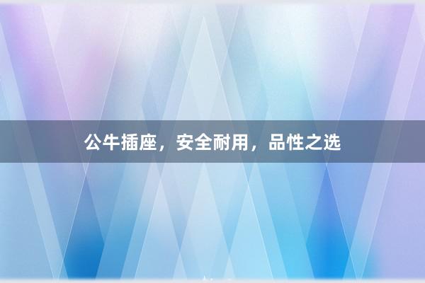 公牛插座，安全耐用，品性之选